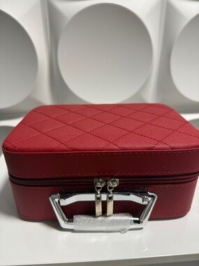 Quilted Red Travel Makeup Case